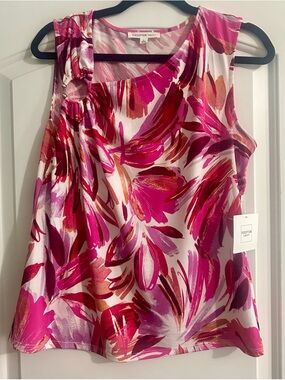 Perceptions Hot Pink & Magenta Brushstroke Floral Sleeveless Tank